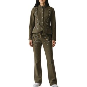 Vintage Gaetano Navarra Embroidered Set Beaded Sequined Military Couture Cargo